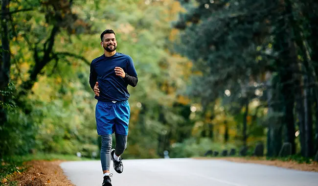 middle age man running